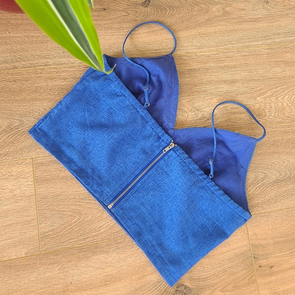 Cami Blue Crop Top Corset - Picture 2 of 3